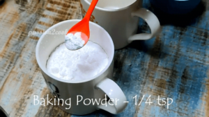 adding baking powder for vanilla mug cake in air afryer