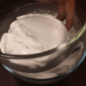 whipping cream divided into two portions