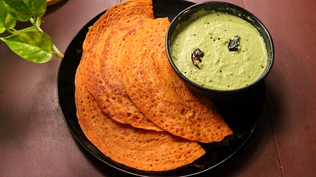 cucumber dosa and coriander chutney