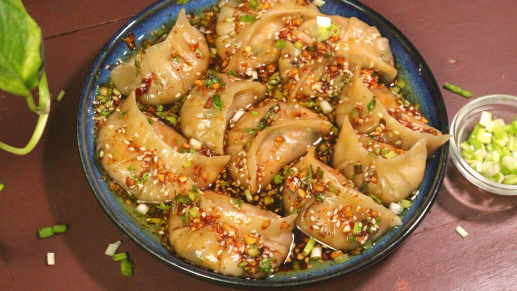 fried dumplings with dipping sauce