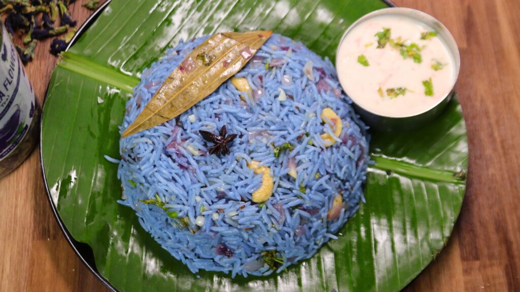 Butterfly Pea Ghee rice Recipe