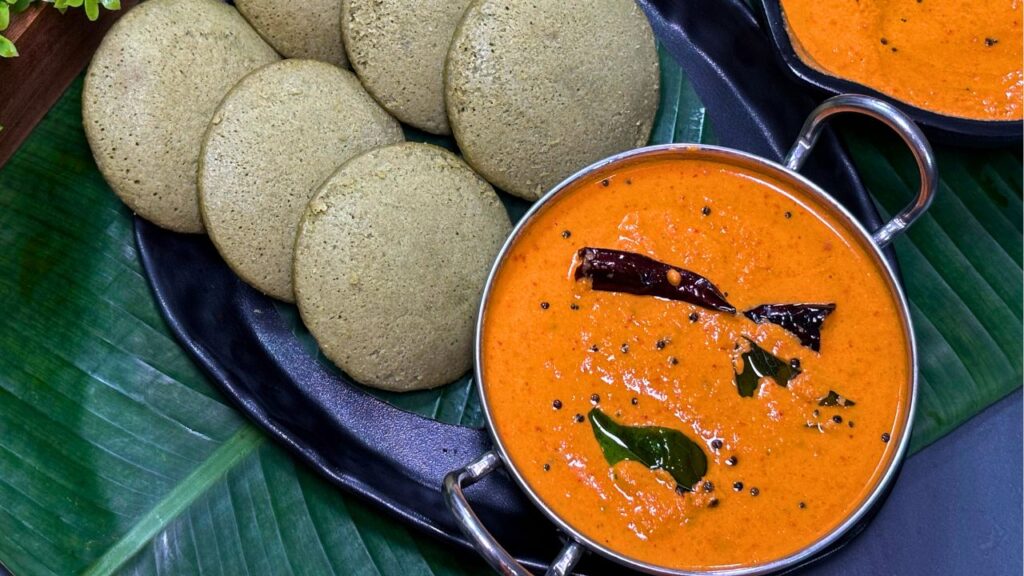 Moringa Idli with Peanut Chutney 1