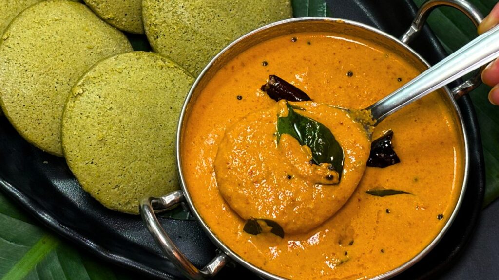 Moringa Idli with Peanut Chutney